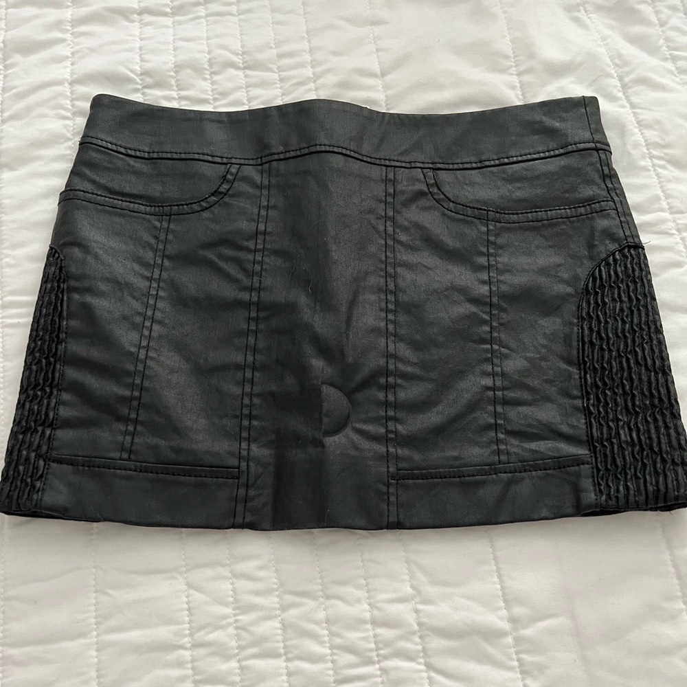 All Saints Zip Up Leather Mini Skirt Size 0